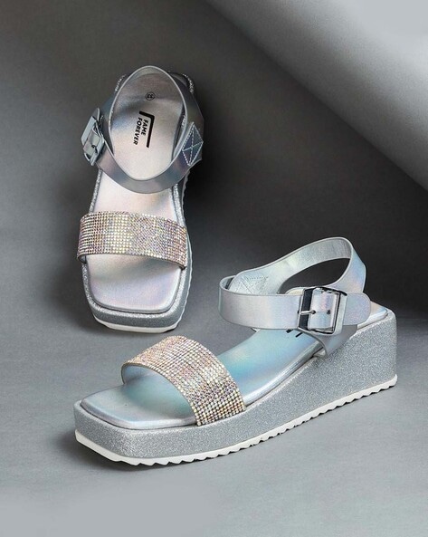 Girls cheap silver wedges