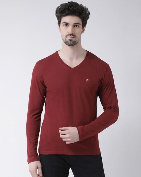 Solid V-neck T-shirt