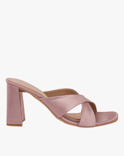 Pink suede best sale block heels