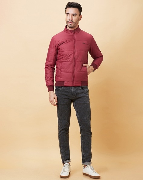 Mens Burgundy Puffer Jacket | Winter Burgundy Puffer Jacket