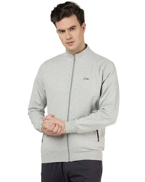 Men Zip-Front Slim Fit Sweatshirt