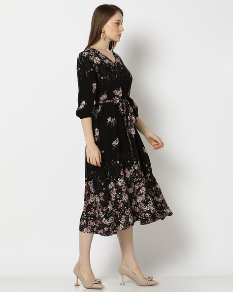 Buy 20Dresses Women Black Floral Print Fit & Flare Dress - Dresses for  Women 4328672