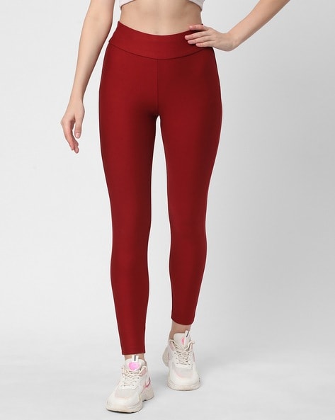 Buy Women High-Rise Maroon Leggings with Contrast Panels Online at Best  Prices in India - JioMart.