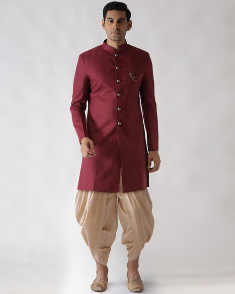 Buy Maroon Silk Blend Plain Gathered Dhoti Pant For Boys by Adara Khan  Online at Aza Fashions.