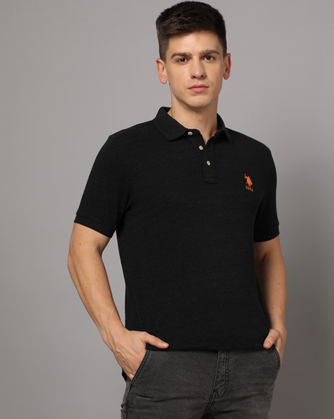 Men Logo Embroidered Slim Fit Polo T-Shirt