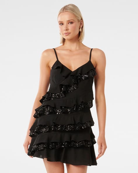 Forever New Women Embellished Ruffled Dress