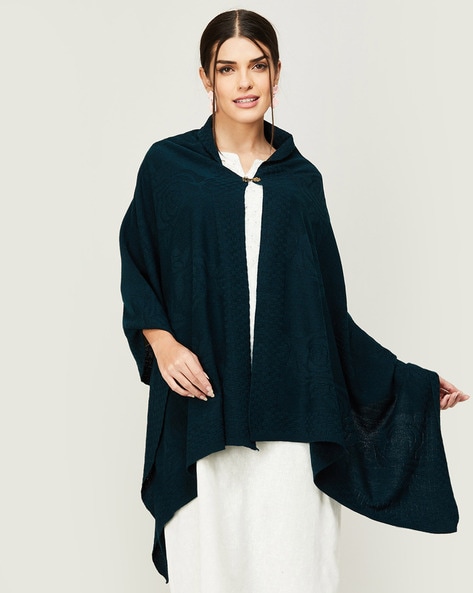 Women Self-Design Shawl with Ribbed-Hem Price in India