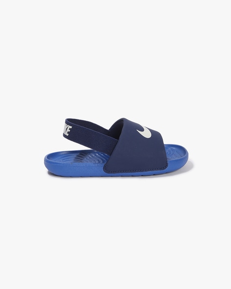 Nike blue and white slides hot sale