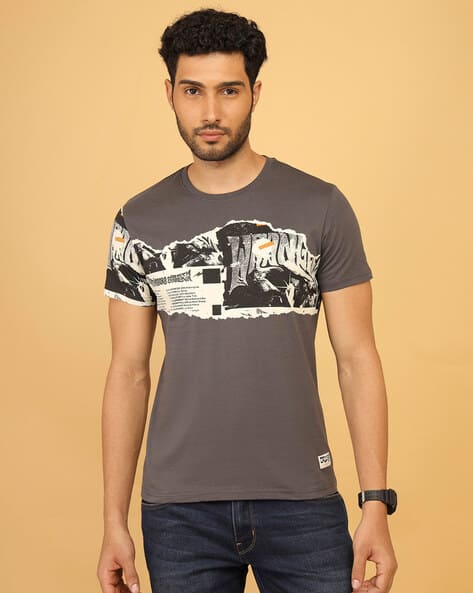 Men Printed Regular Fit Round-Neck T-Shirt