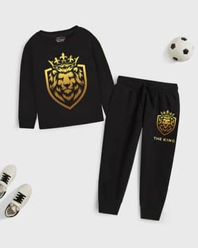 Graphic Print Track Pants & T-Shirt Set-image-46
