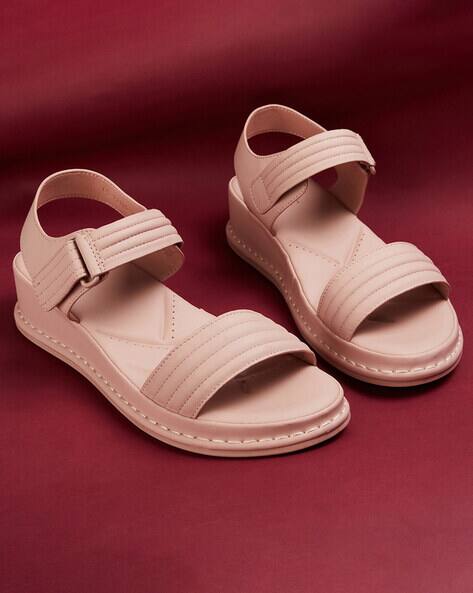 Women Open-Toe Slip-On Flat Sandals with Velcro Fastening