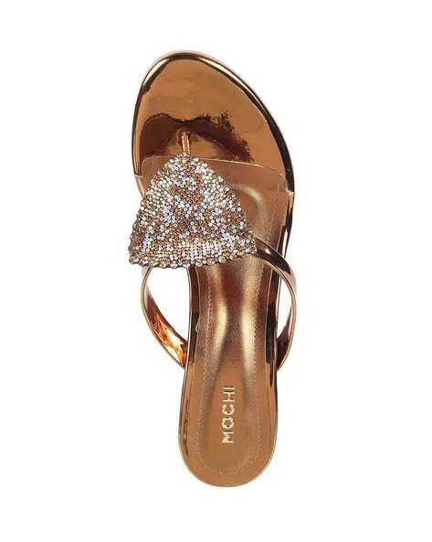 Buy Gold Heeled Sandals for Women by Mochi Online