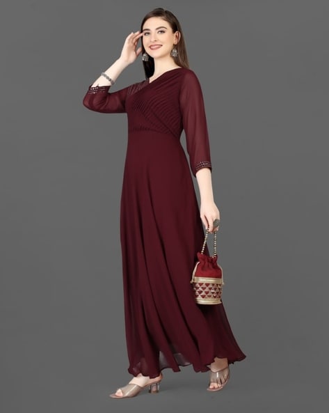 Maroon color outlet gown online