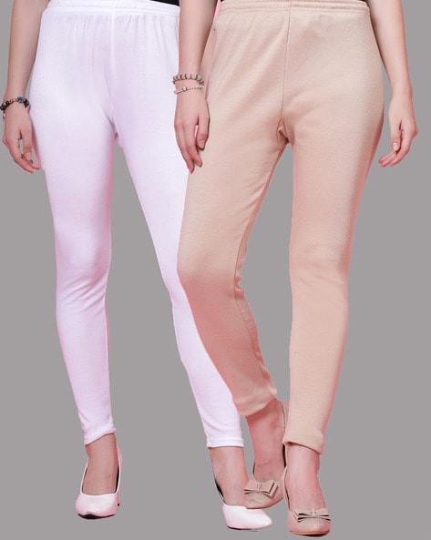 Buy Pink & White Leggings for Women by Clora Creation Online
