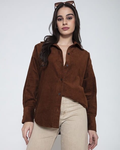 Women Ribbed Relaxed Fit Shirt