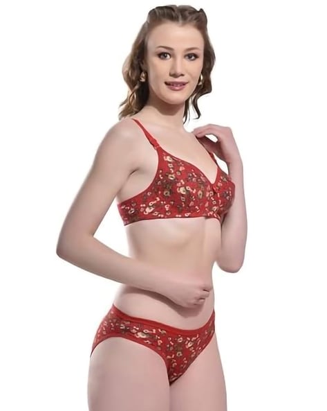 Women Floral Print Bra & Panties Set