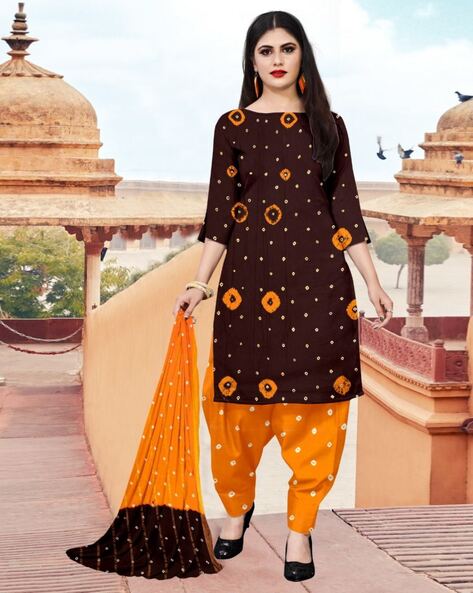 Women Bandhani Print 3 Piece Dress Material