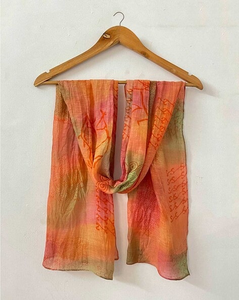 Ombre-Dyed Scarf with Stitched Hem Price in India
