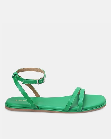 Buy Green Flat Sandals for Women by T.ELEVEN Online | Ajio.com