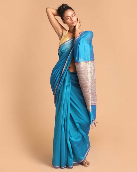 Buy Teal Sarees for Women by Indie Picks Online
