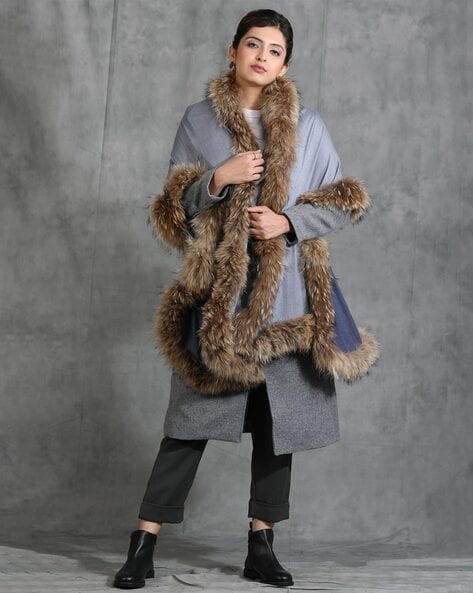 Handwoven Cashmere Wool Fur Stole Price in India
