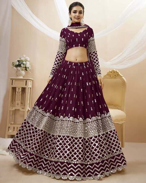 Wine Color Wedding Designer lehenga choli for Women - sethnik.com