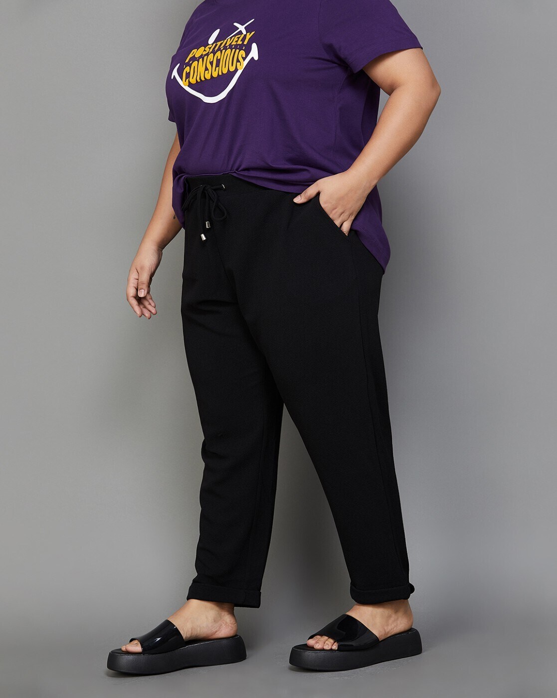 Flat-Front Plus Size Tapered Fit Pants