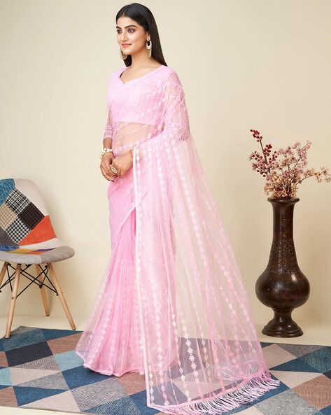 Buy Pink Sarees for Women by Slavik Online