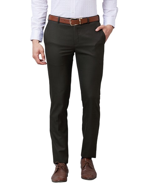 Buy Raymond Men Black & White Slim Fit Checked Formal Trousers - Trousers  for Men 9636183 | Myntra