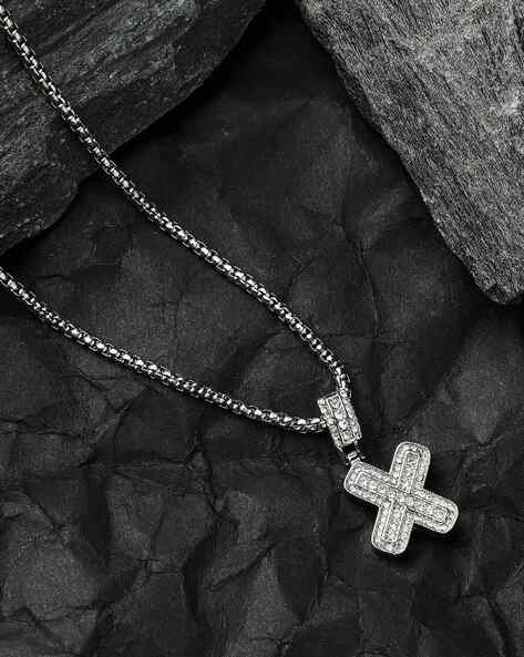 Mens silver deals and diamond chain