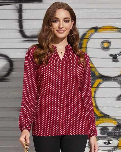 Maroon polka cheap dot top