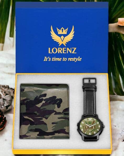 LORENZ CM-2067WL-23 Water-Resistant Analogue Watch & Wallet Set
