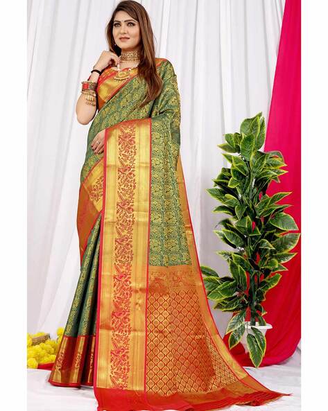 Goldenrod hand painted viscose chiffon saree online | Kiran's Boutique