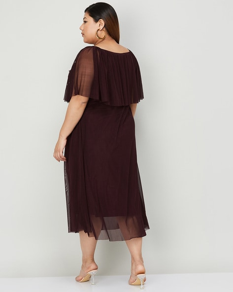Buy theRebelinme Plus Size Women Olive Solid Knitted Dress with Tape online