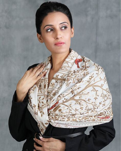 Handwoven Cashmere Wool Nalki Pinzra Design Stole Price in India