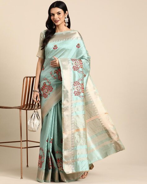 Handloom Woolen Work Silk cotton saree at Rs.430/Piece in santipur offer by  moharani saree