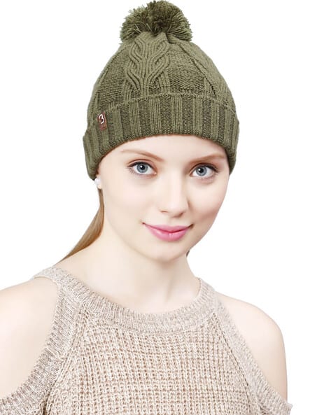 Women Knitted Pom Pom Beanie Cap