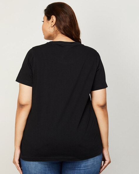 plus size plain black t shirt