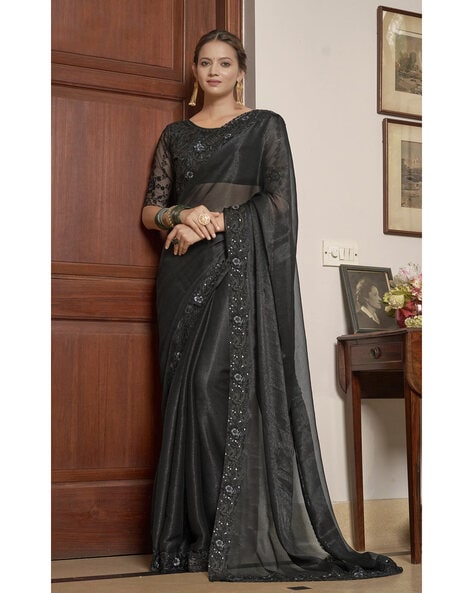 Shop Navy Blue Patola Silk Swarovski Work Saree Festive Wear Online at Best  Price | Cbazaar