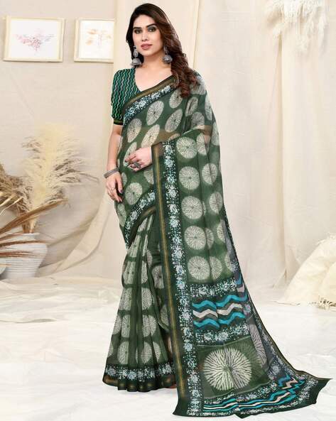 Ladies Green Designer Art Silk Printed Saree, Length: 6.3 m at Rs 1557 in  Delhi