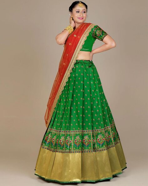 Teal Green Embroidered Lehenga Choli & Dupatta 2892LG06