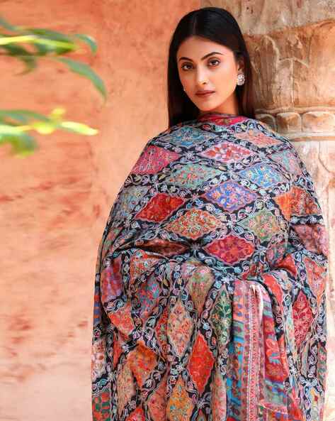 Handwoven Pashmina Wool Kalamkari Design Shawl Price in India