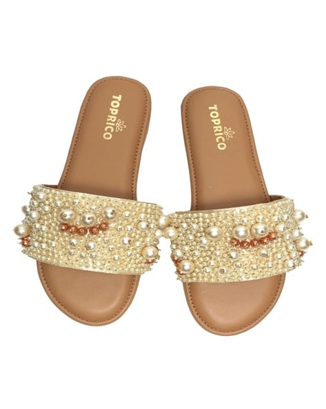 Field of Dreams Beaded Slide Sandals