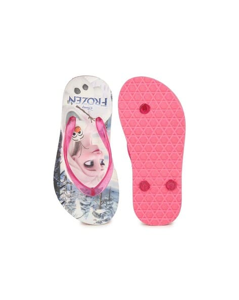 Girls Frozen Print Thong-Strap Flip-Flops