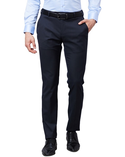Buy Raymond Men Black Slim Fit Checks Polyester Blend Trouser, Raymond  Trouser online