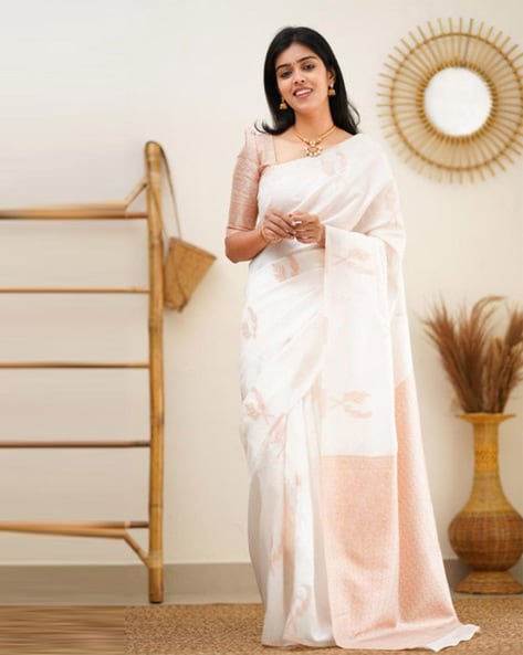 Buy White Snow Sarees Online for Women by KALIGHATA - 4006893