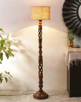 devansh Wooden Floor Lamp with Drum Shade-picture-45