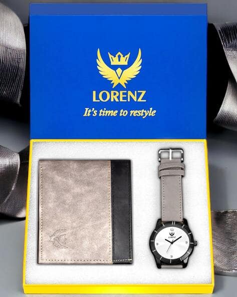 LORENZ CM-3034WL-25 Water-Resistant Analogue Watch & Wallet Set