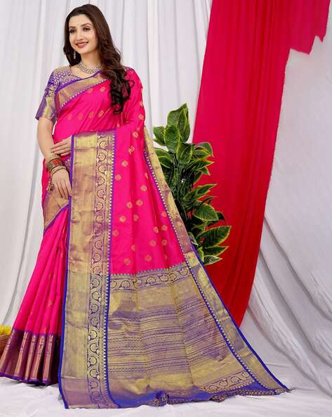 Baby Pink Party Wear Organza Saree with Beautiful Floral Prints - Dress me  Royal