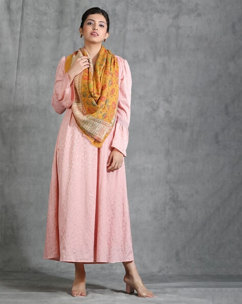 Handwoven Cashmere Wool Contrast Zari Stole Price in India